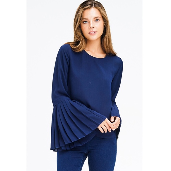 Glam Girl Fashion Tops - NWT Quality Pleated Butterfly Sleeve Blouse